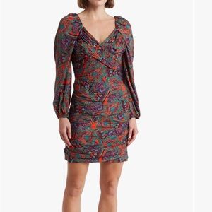 Paisley Long Sleeve Dress - Multicolor